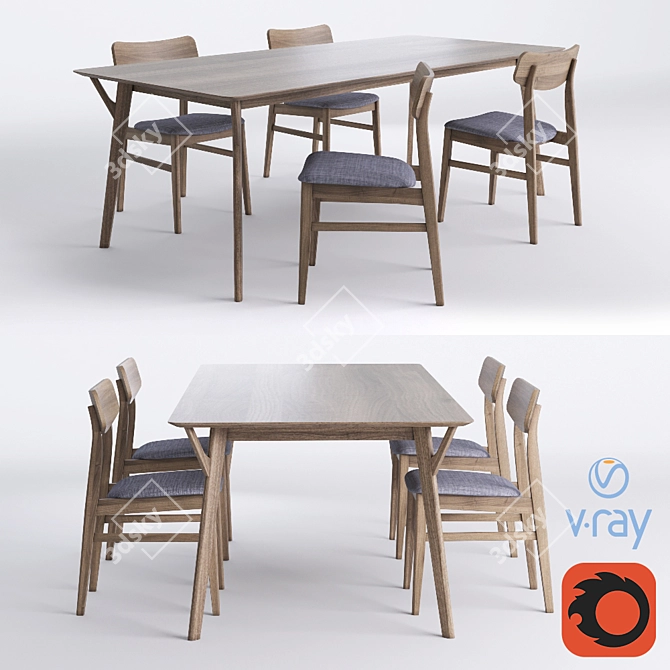 Modern Elegance: Miton Chair & Table 3D model image 1