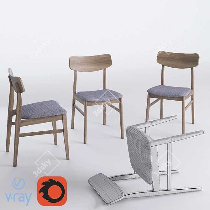 Modern Elegance: Miton Chair & Table 3D model image 2