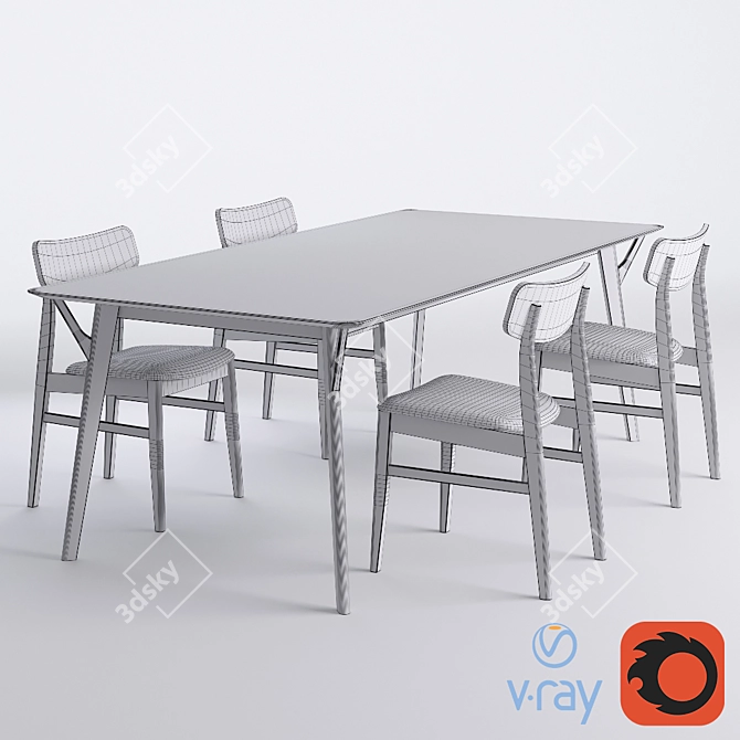 Modern Elegance: Miton Chair & Table 3D model image 3