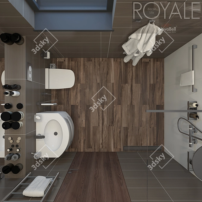 NovaBell ROYALE Tobacco Floor Tiles 3D model image 2