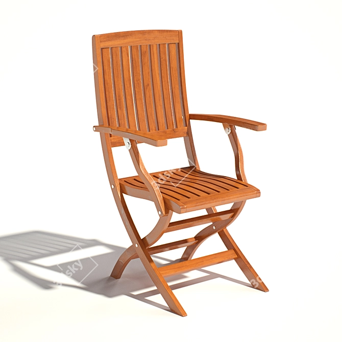 Teak Folding Chair: Yacht Deck or Garden Furniture 3D model image 1
