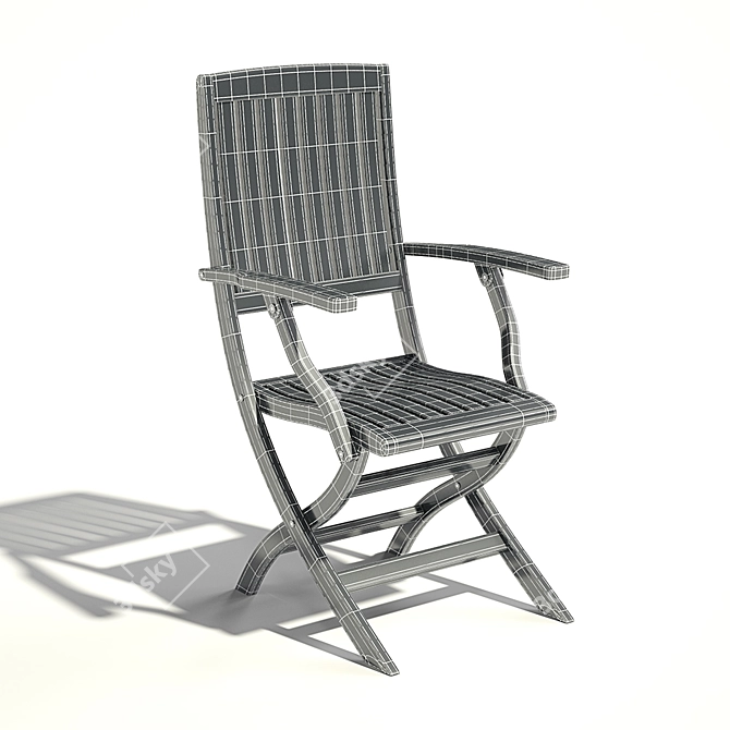 Teak Folding Chair: Yacht Deck or Garden Furniture 3D model image 2