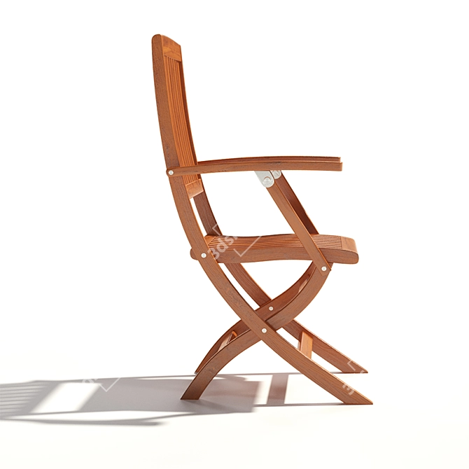Teak Folding Chair: Yacht Deck or Garden Furniture 3D model image 3
