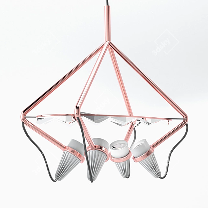 Pyramidal Mirror LED Pendant 3D model image 1