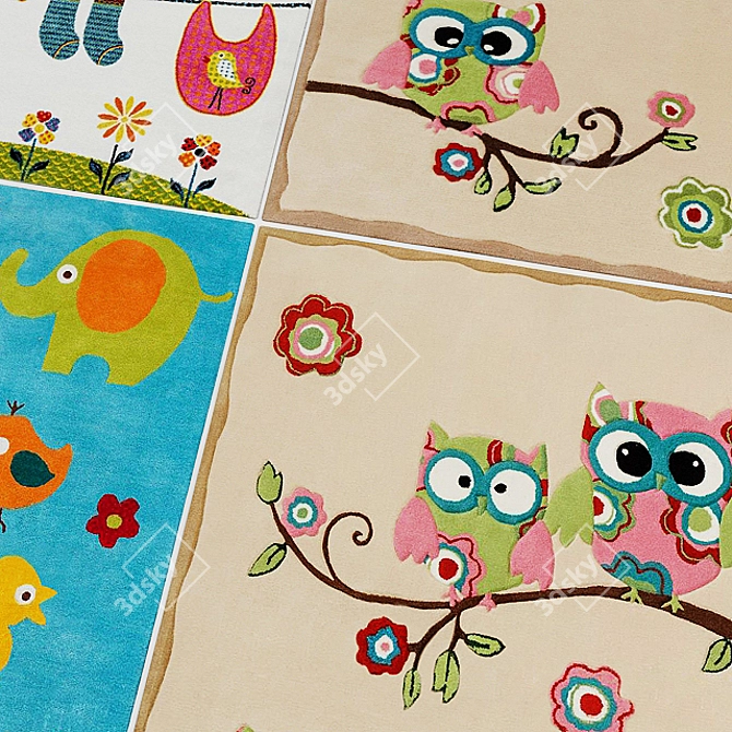 Whimsical Owl Children's Carpets 3D model image 2