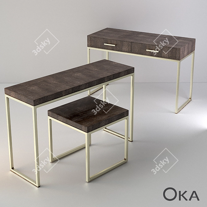 Shinto Faux Shagreen Furniture Collection: Chic and Elegant 3D model image 2