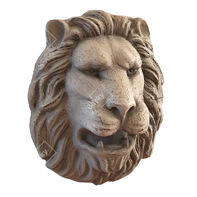Majestic Lion Head Sculpture 3D model image 1