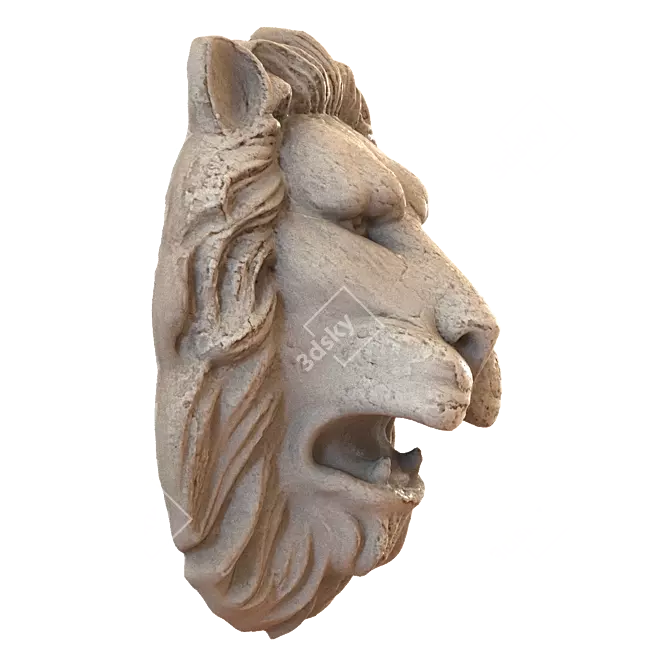 Majestic Lion Head Sculpture 3D model image 2