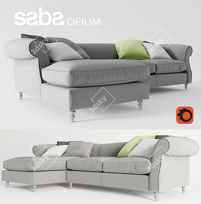 SABA OPIUM: Luxurious & Spacious Sofa 3D model image 1