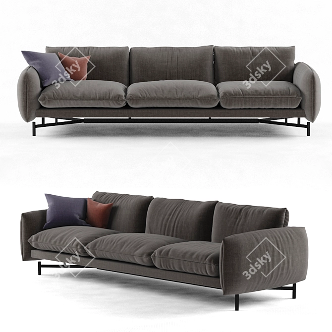 Kom Modern Home Collection 3-Seater Sofa 3D model image 1