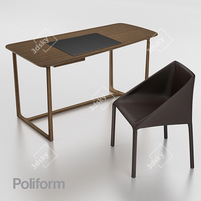 Poliform Concorde Desk Set 3D model image 2