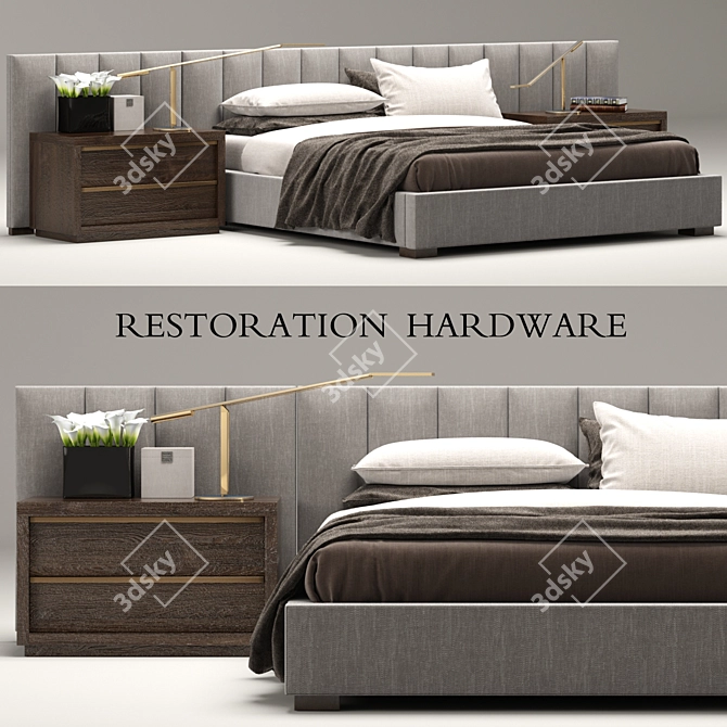 RH Modern Extended Headboard Bed: Custom Comfort 3D model image 1