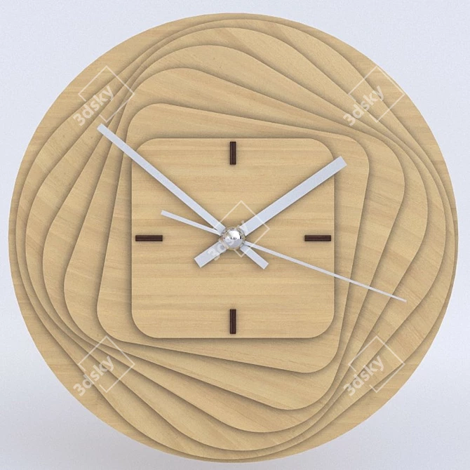 Elegant Wooden Clock 3D model image 1