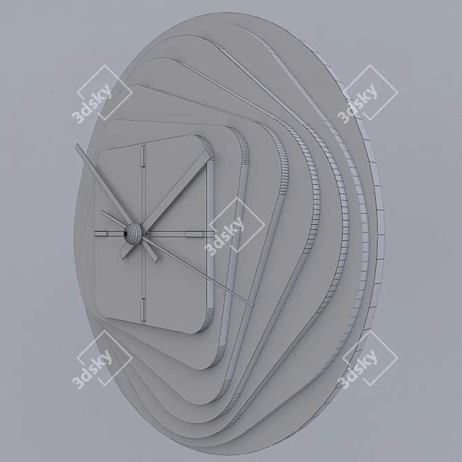 Elegant Wooden Clock 3D model image 3