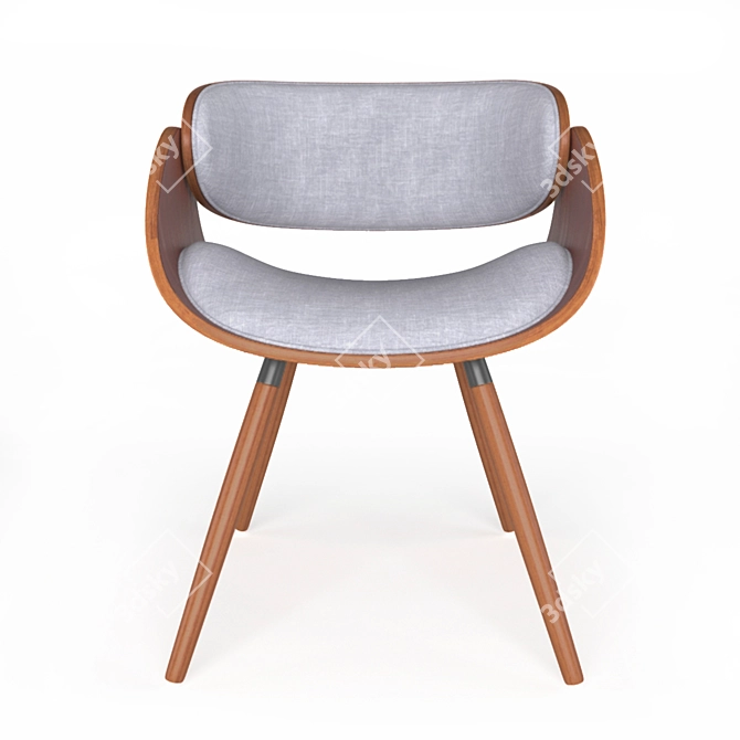 Mid-century Walnut Plywood Chair with Wraparound Back 3D model image 2