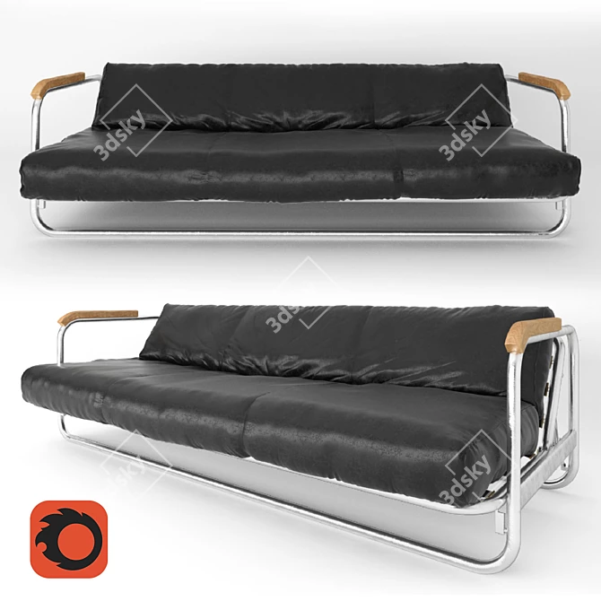 Vintage Alvar Aalto 63 Sofa: Classic Modernism 3D model image 1