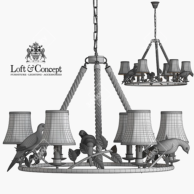 Norman Bird Forest 6 Chandelier 3D model image 3