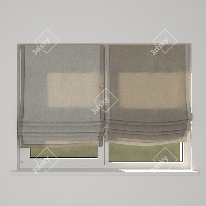 Elegant Roman Curtains 3D model image 1