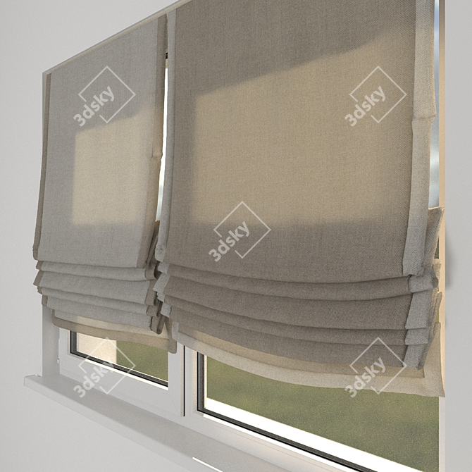 Elegant Roman Curtains 3D model image 2