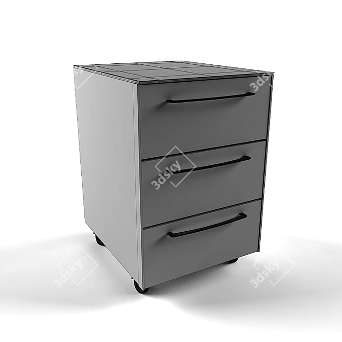 Sleek Rolling Office Cabinet 3D model image 2