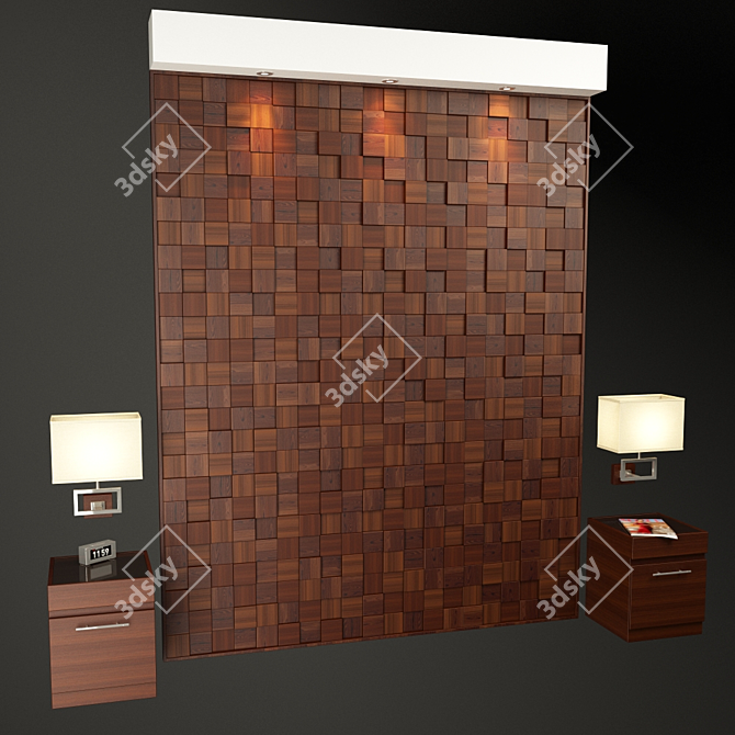 Elegant Panel Set with Tables & Lamps 3D model image 1