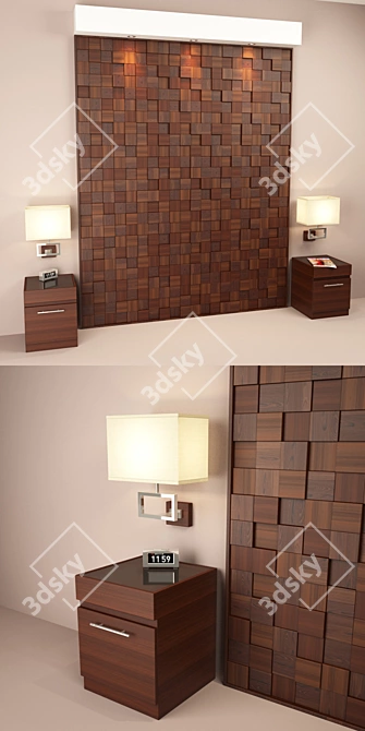 Elegant Panel Set with Tables & Lamps 3D model image 3