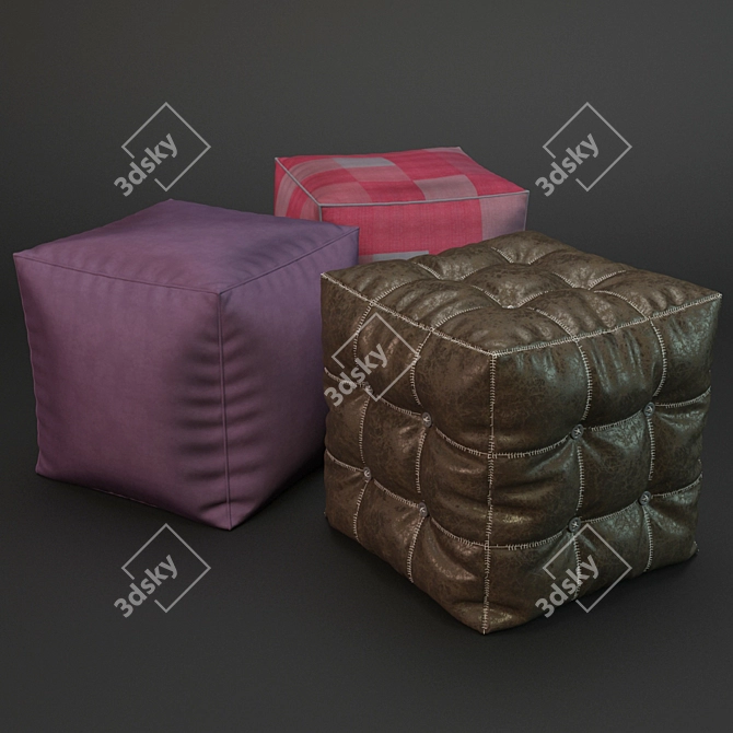 Stylish Pouf Set: Perfect for any space 3D model image 1