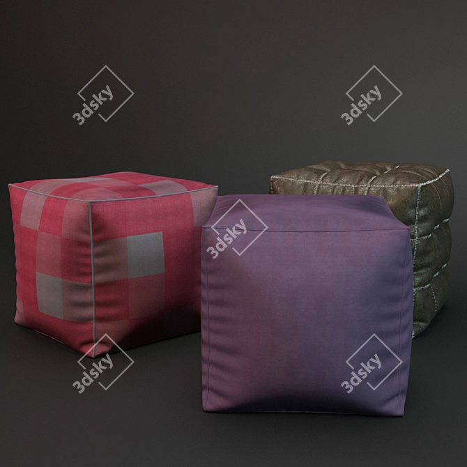 Stylish Pouf Set: Perfect for any space 3D model image 2