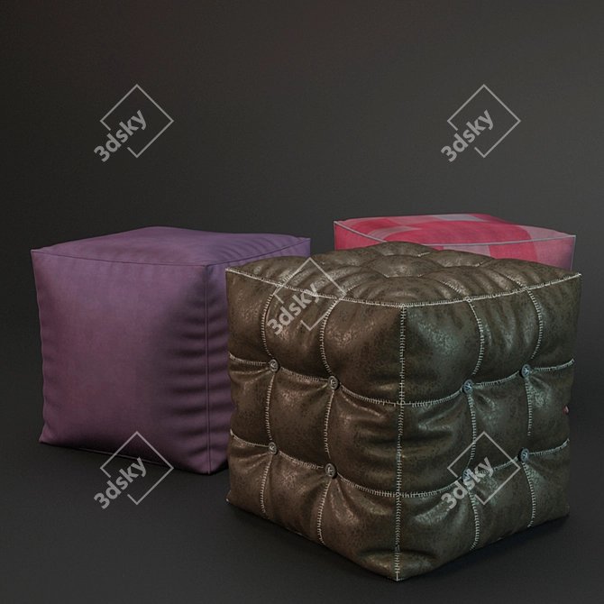 Stylish Pouf Set: Perfect for any space 3D model image 3