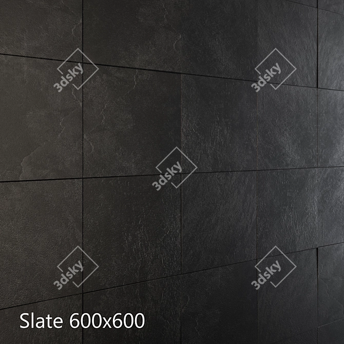 Sleek Slate Tiles - Black & Gray 3D model image 1