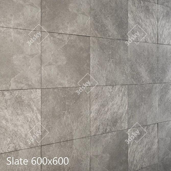 Sleek Slate Tiles - Black & Gray 3D model image 2