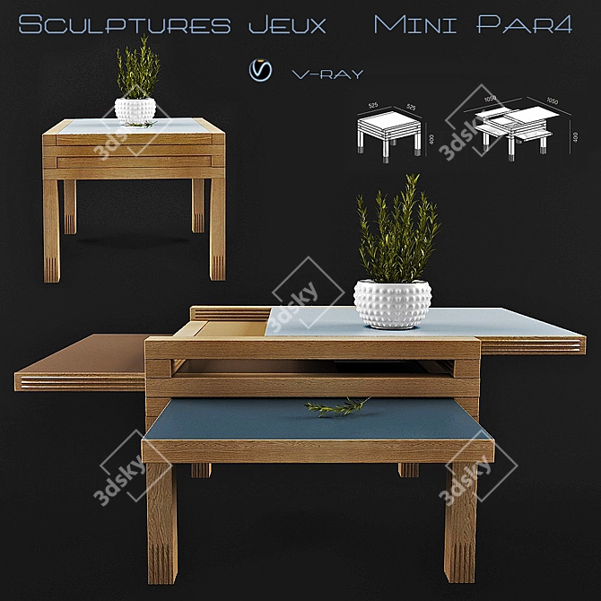 Mini Par4 Coffee Table by Sculptures Jeux: Functional and Stylish 3D model image 1