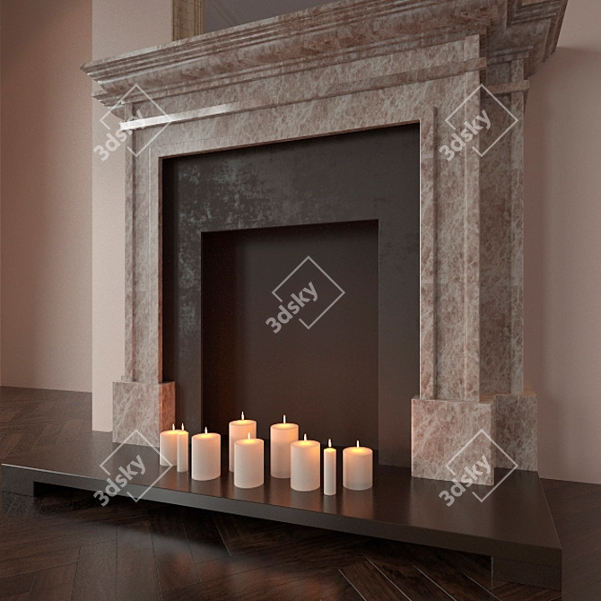 English Classic Fireplace with Mirror 3D model image 2