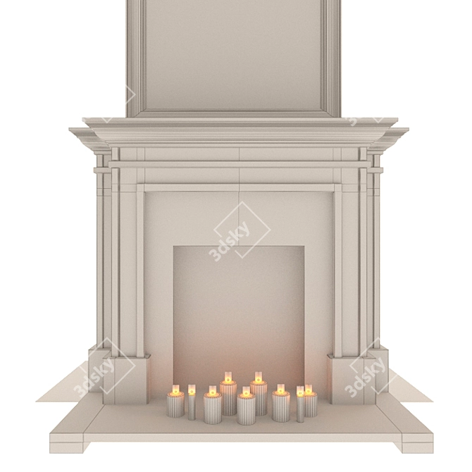 English Classic Fireplace with Mirror 3D model image 3