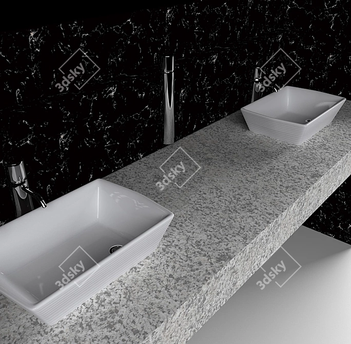 Sleek Bathroom Set 3D model image 1