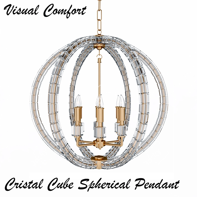 Crystal Cube Spherical Pendant 3D model image 1