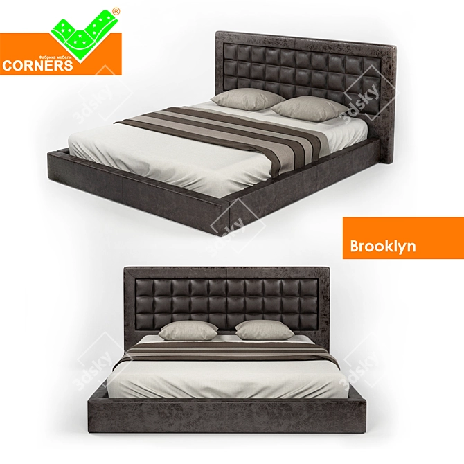 Brooklyn Corner Bed: Sleek & Spacious 3D model image 1