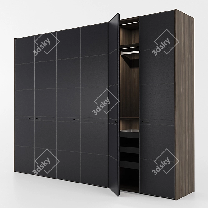 Luxury Leather Quilted Wardrobe 3D model image 1