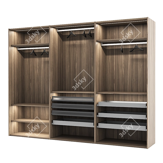 Luxury Leather Quilted Wardrobe 3D model image 5