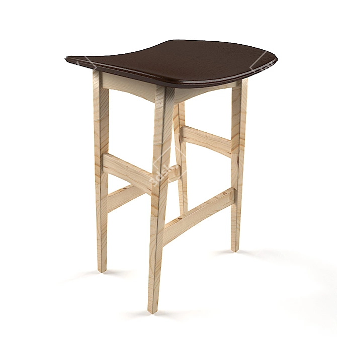 Tall Leather Stool 3D model image 1