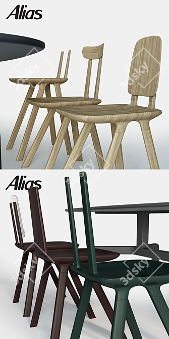 Elegant Alias Tabu Chairs and Stabiles Oval Table Set 3D model image 2