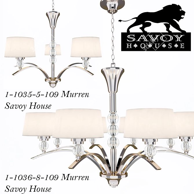Murren Savoy House Chandeliers - Elegant Nickel Finish 3D model image 1