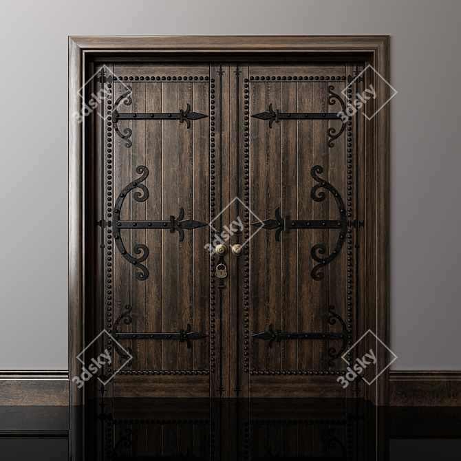 Authentic Medieval Door 3D model image 1