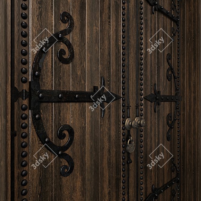 Authentic Medieval Door 3D model image 2