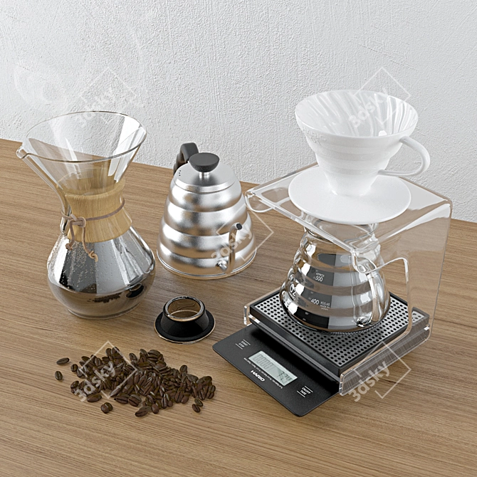 Hario V60 Coffee Brewing Set 3D model image 2