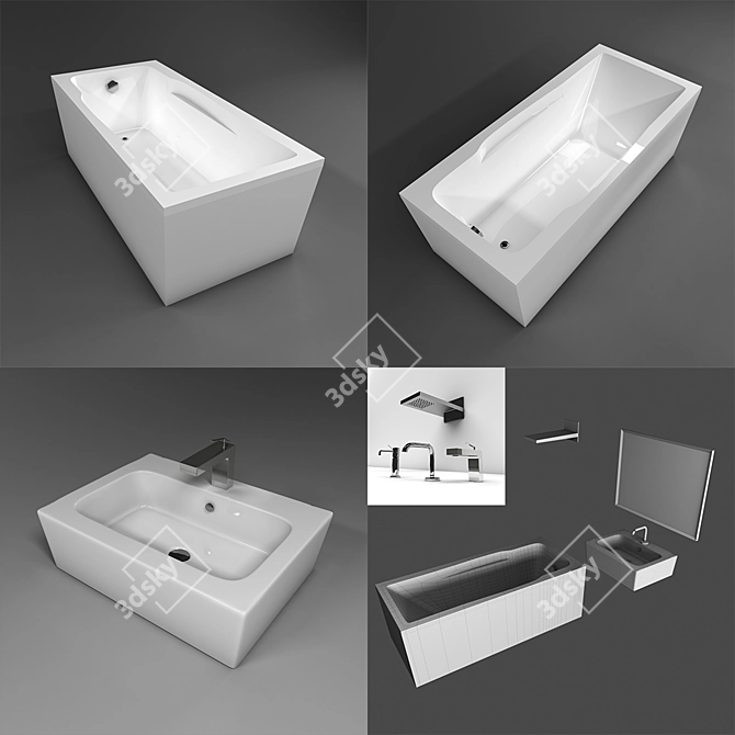 Luxury Bath Set: Colpa San Armida Optima - Kerasan Ego Sink 3D model image 1