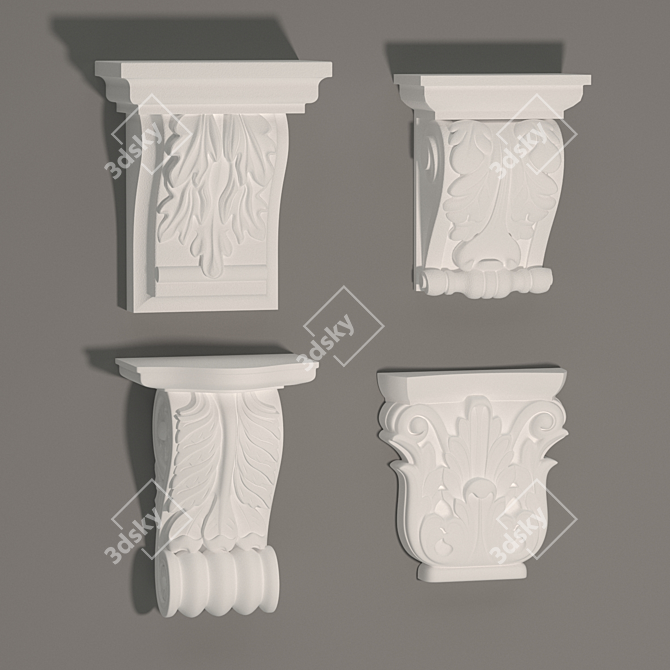 Classic Capital Fretwork 3D model image 1