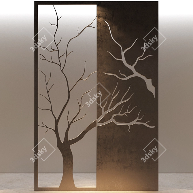 Elegant Laser Cut Decor Screen 3D model image 1