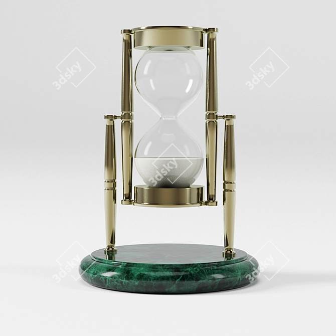 Elegant Brass Marble Hourglass 3D model image 1