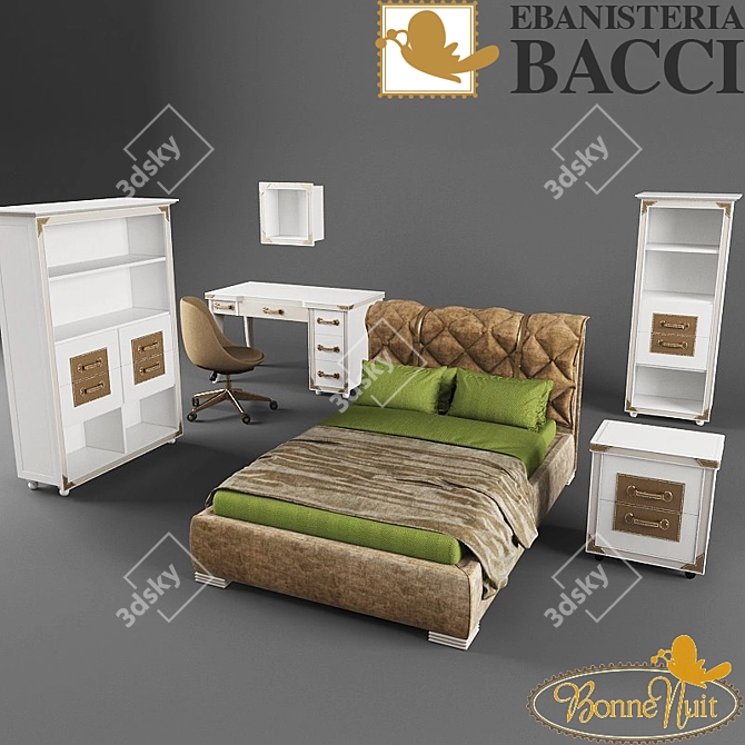 Dreamy Ebanisteria Bacci Bed Set 3D model image 1